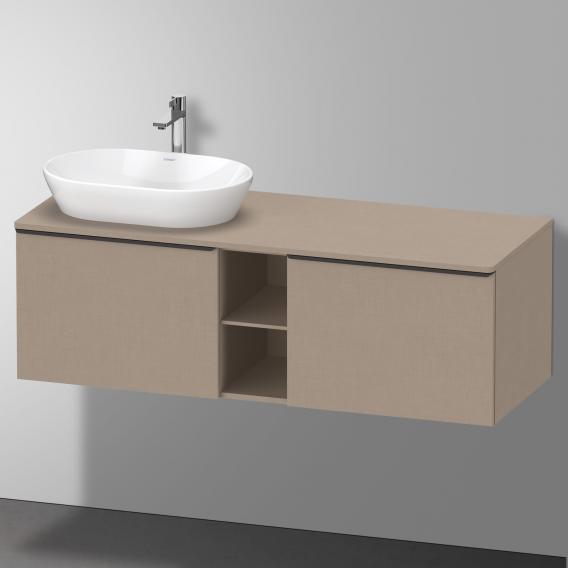 Тумба подвесная под раковину слева DURAVIT D-Neo DE4950L7575 1400 мм х 550 мм, с 2 выдвижными ящиками и открытой полкой, лён