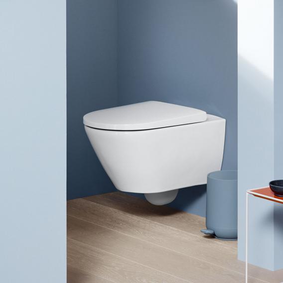 Унитаз подвесной + сиденье Duravit D-Neo Rimless 45770900A1 370 мм х 540 мм, с вертикальным смывом, без смывного края, с креплением Durafix, белый