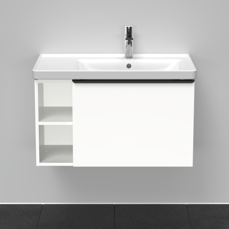 Тумба подвесная под раковину DURAVIT D-Neo DE425701818 784 мм х 452 мм, с выдвижным ящиком и открытой боковой полкой, белый матовый