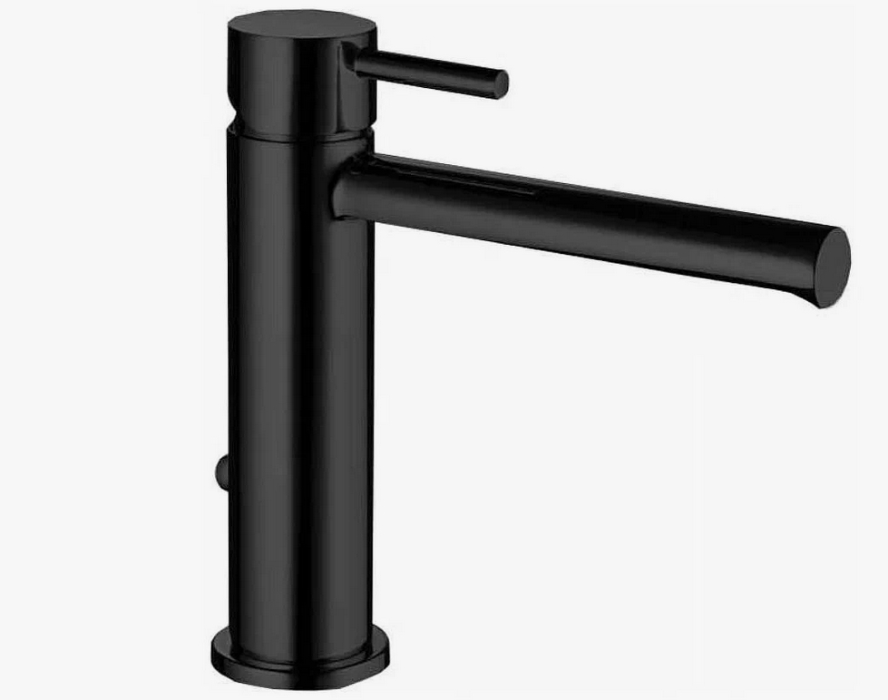 Однорычажный смеситель для раковины BOSSINI OKI Z005301.073 с донным клапаном, чёрный матовый