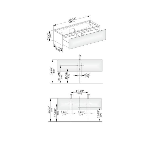 Тумба подвесная под раковину KEUCO EDITION 11 31361 110000 с одним выдвижным фронтом, корпус лак матовый/фасад глянцевое стекло, антрацит