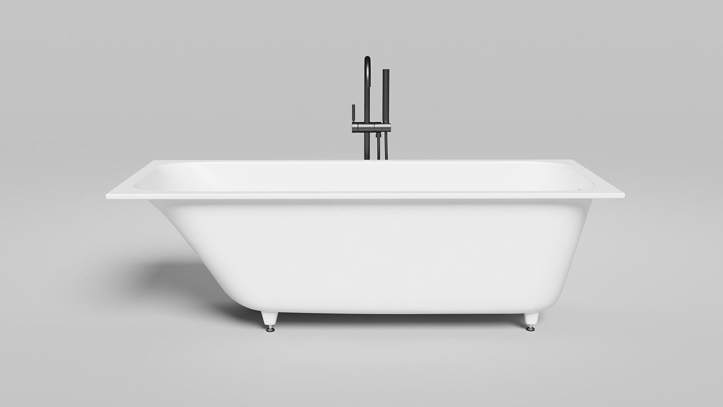 Встраиваемая прямоугольная ванна SALINI ORLANDA 102011M 700х1700х600 мм, с регулируемыми ножками, из S-Sense, цвет Белый матовый