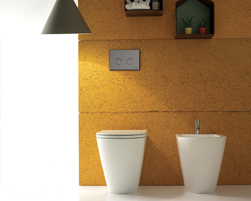 Унитаз напольный приставной укороченный GLOBO FORTY3 FO002BI 360 мм х 520 мм, c выпуском Vario, с креплением, белый глянцевый