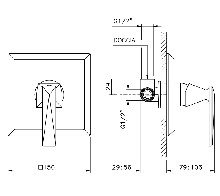 Смеситель однорычажный для душа NICOLAZZI VINCENT Margherita 3006CR35 Хром