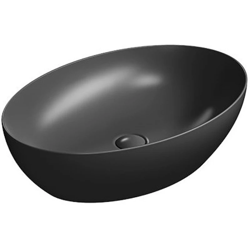Раковина-чаша накладная овальная GSI PURA 884226 600 мм х 420 мм, без отверстия под смеситель, Чёрный матовый Ardesia