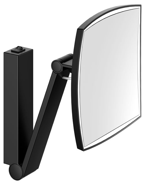 Квадратное косметическое зеркало с подсветкой KEUCO iLook Move 17613 379004 увеличение в 5 раз, цвет Чёрный матовый