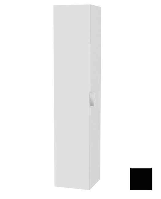 Шкаф - пенал высокий подвесной KEUCO EDITION 11 31331 330001 петли справа, 3 стеклянные полки, с бельевой корзиной, корпус/фасад шлифованный лак, чёрный