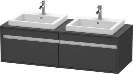 Тумба подвесная Duravit Ketho KT6797B4949 для двух раковин, с двумя выдвижными ящиками, графит матовый 