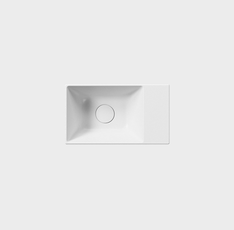 Раковина накладная/подвесная прямоугольная GSI KUBE X 9484109 400 мм х 230 мм, с отверстием под смеситель справа/слева, цвет Белый Матовый