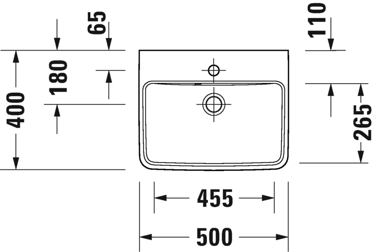 Раковина встраиваемая сверху или накладная DURAVIT Duravit No.1 0743500000 350 мм х 450 мм, с переливом, с отверстием под смеситель, белая