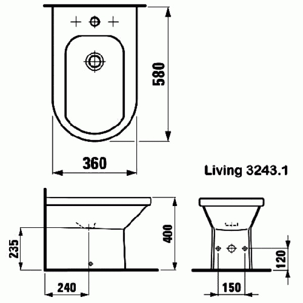 РАСПРОДАЖА Биде напольное  Laufen Living  8.3243.1.000.304.1 цвет белый