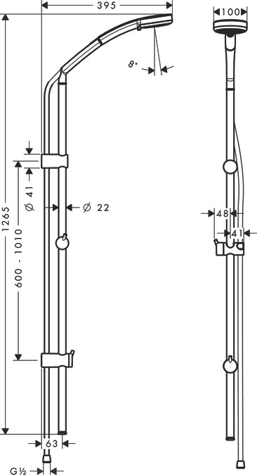 Душевой набор Hansgrohe Croma 100 Multi Unica Reno Lift 27791000 хром