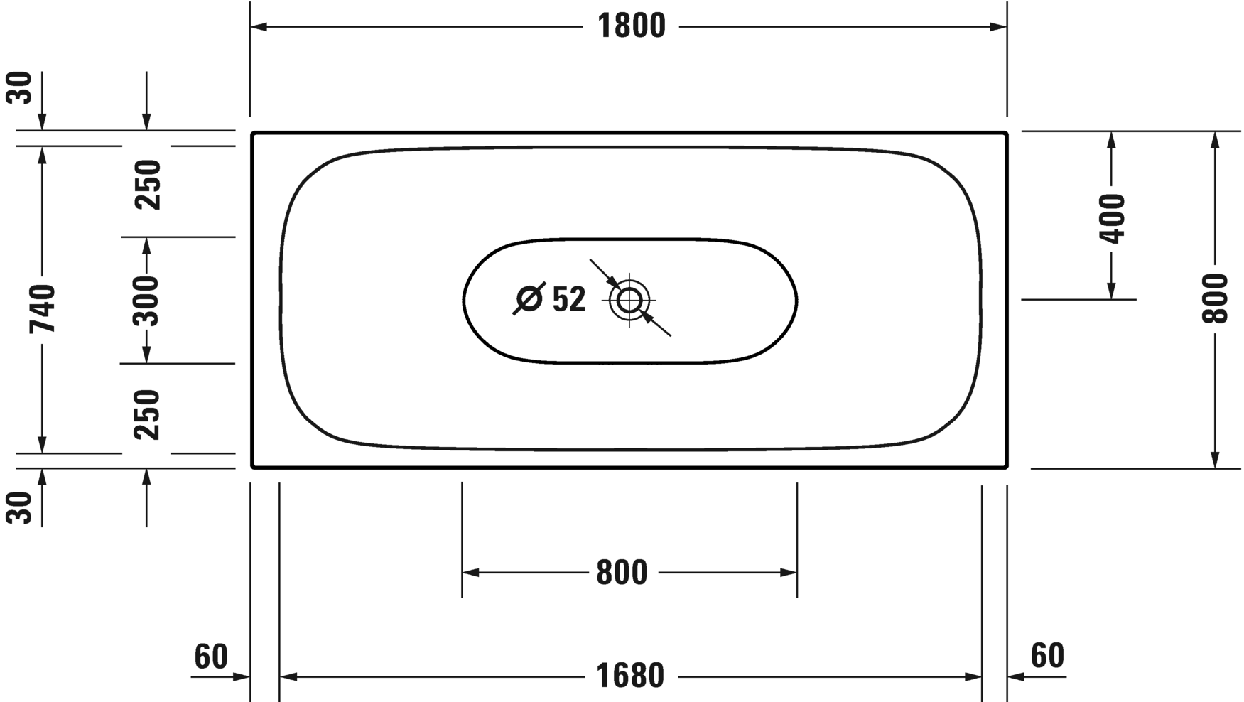 Акриловая свободностоящая ванна Duravit XViu 700443000B10000 белая