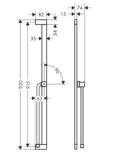 Душевая штанга HANSGROHE Unica S Puro 24405700 950 мм, с ползунком и шлангом 1600 мм, цвет Белый матовый