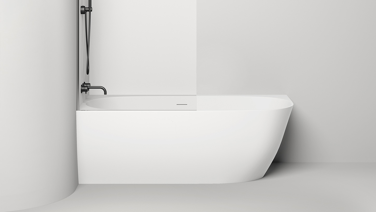 Левая угловая ванна с овальной чашей SOFIA CORNER L 102515G 1700х850х590 мм, S-Sense, донный клапан, сифон, интегрированный слив-перелив, цвет Белый глянцевый