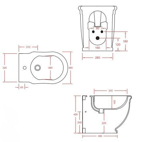Унитаз напольный приставной ARTCERAM HERMITAGE 01 00 360 мм х 550 мм, с 1 отверстием под смеситель, белый глянцевый