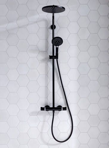 Душевая стойка HANSGROHE Raindance Select S Showerpipe 240 1jet 27633670 с термостатом, чёрный матовый