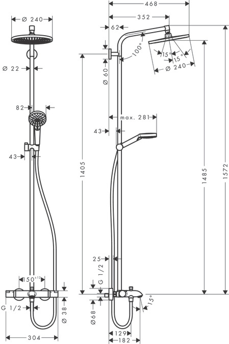 Душевая система для ванны Hansgrohe Crometta S 27320000 Хром