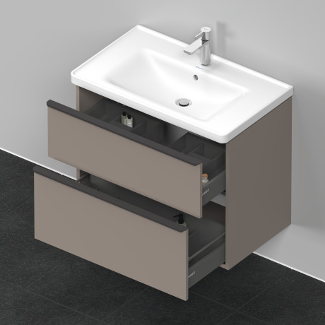 Тумба подвесная под раковину DURAVIT D-Neo DE43554343 784 мм х 452 мм, с выдвижным ящиком и выдвижным отделением, базальт матовый