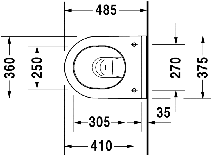 Унитаз подвесной компакт Duravit Starck 3 2227090001 с вертикальным смывом, без сидения, с покрытием WonderGliss, белый