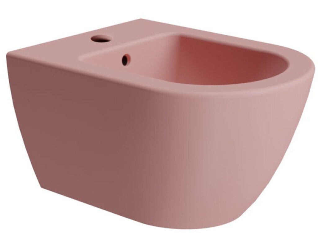 Биде подвесное GSI PURA 8864FR5124 500 мм х 360 мм, с отверстием под смеситель, с переливом, с креплением, цвет Матовый Blush (старый артикул 8864124/ 8864FR2124)