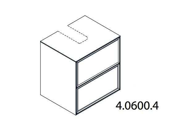 Тумба подвесная под раковину  Laufen  The  New Classic   4.0600.4.085.631.1, 58 см, 2 ящика,  вырез для мини-раковины  8.1685.2,  белый глянцевый лак