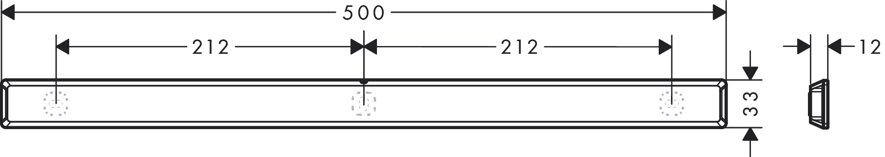 Штанга для коепления аксессуаров HANSGROHE WallStoris 27902670 500 мм, цвет Чёрный матовый