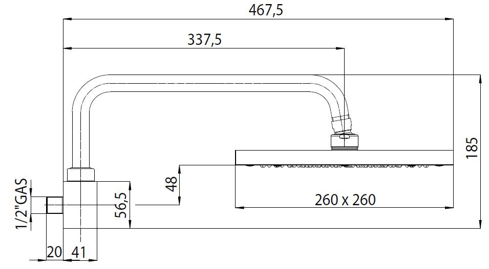 Верхний душ Bossini Cube H55715 Хром с поворотным кронштейном