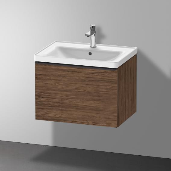 Тумба подвесная под раковину DURAVIT D-Neo DE425402121 634 мм х 452 мм, с одним выдвижным ящиком, орех тёмный
