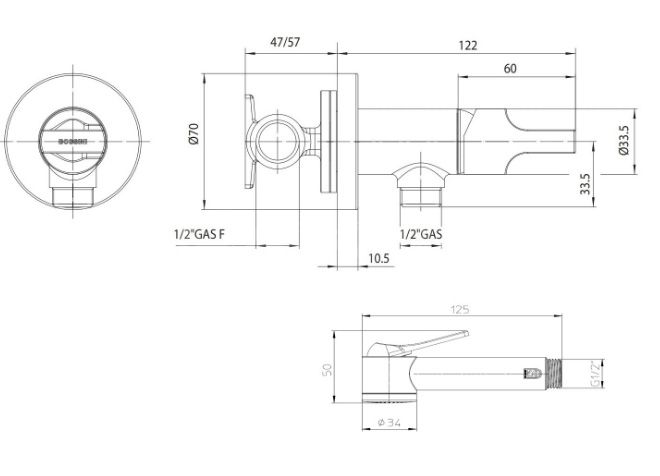 Гигиенический душ с механическим смесителем BOSSINI PALOMA BRASS E34007B.030 Хром (комплект)
