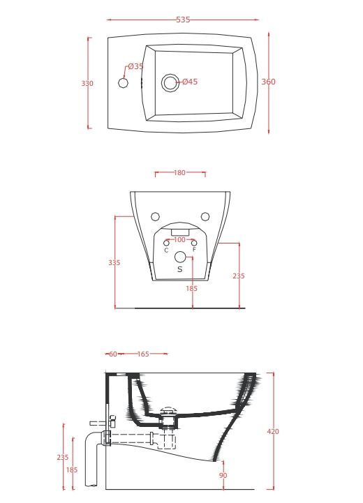 Биде повдесное ARTCERAM JAZZ JZB001 01 00 540 мм х 360 мм, с отверстием под смеситель, с переливом, c креплением, белый глянцевый (Снимается с производства)
