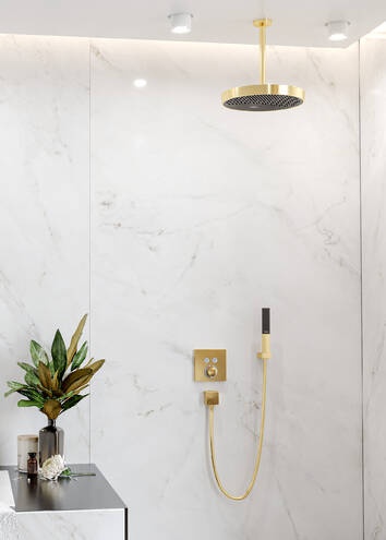 Ручной душ - палочка HANSGROHE Rainfinity 100 1 jet 26867990 c EcoSmart, цвет Полированное золото