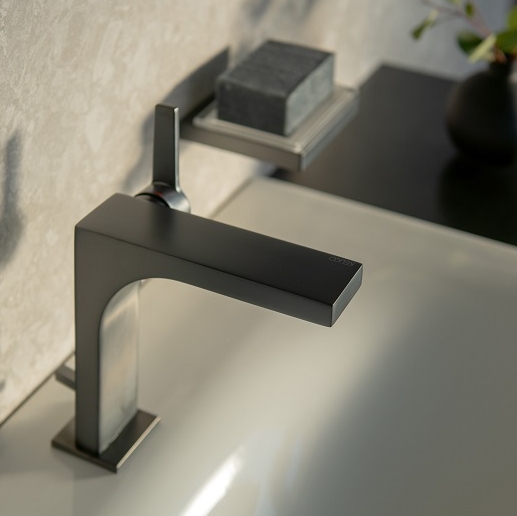 Однорычажный смсеитель для раковины KEUCO EDITION 11 51102 130000 с донным клапаном, чёрный шлифованный хром