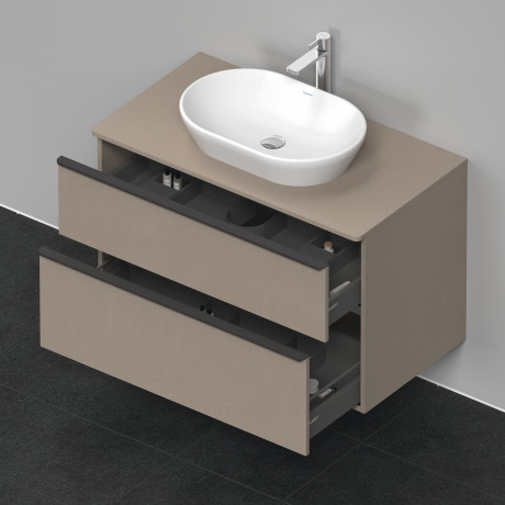 Тумба подвесная под раковину DURAVIT D-Neo DE496807575 550 мм х 1000 мм, с двумя выдвижными ящиками и консолью, лён