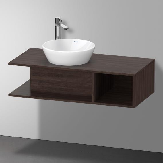 Тумба подвесная под раковину слева DURAVIT D-Neo DE491905353 1000 мм х 480 мм, с открытой боковой полкой справа и консолью, каштан тёмный