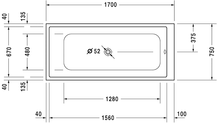 Акриловая встраиваемая ванна Duravit DuraStyle 7002310000000 1700 х 750