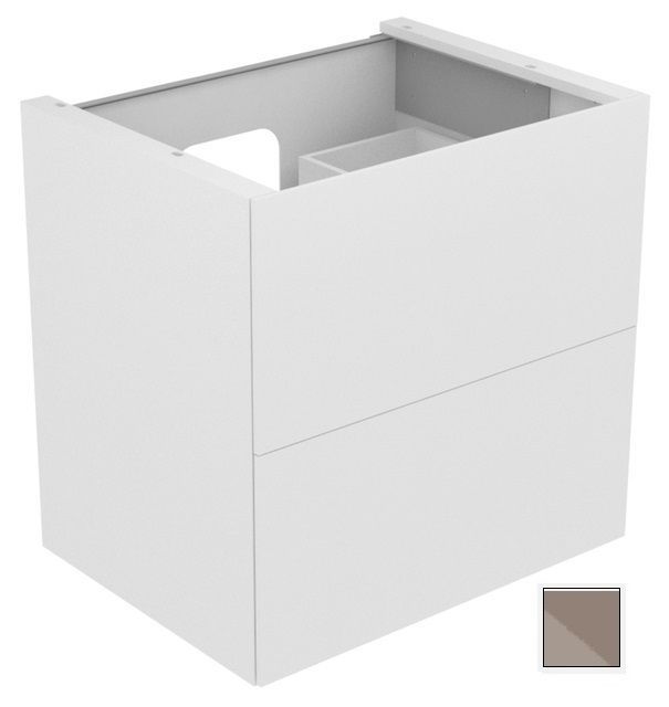 Тумба подвесная под раковину KEUCO EDITION 11 31342 140100 с двумя выдвижными фронтами, с внутренней светодиодной подсветкой, корпус матовый лак/фасад глянцевое стекло, трюфель