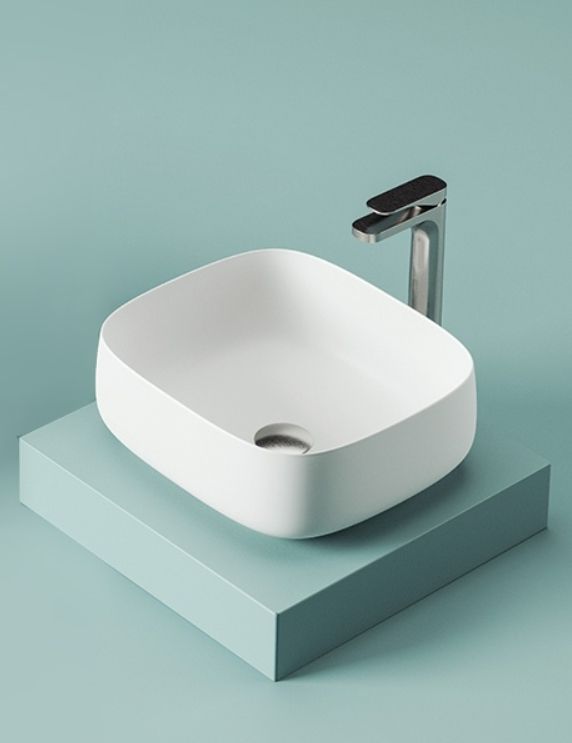 Раковина накладная ARTCERAM COGNAC QUADRO COL007 01 00   460х410 мм, без отверстия под смеситель, без перелива, белый глянцевый