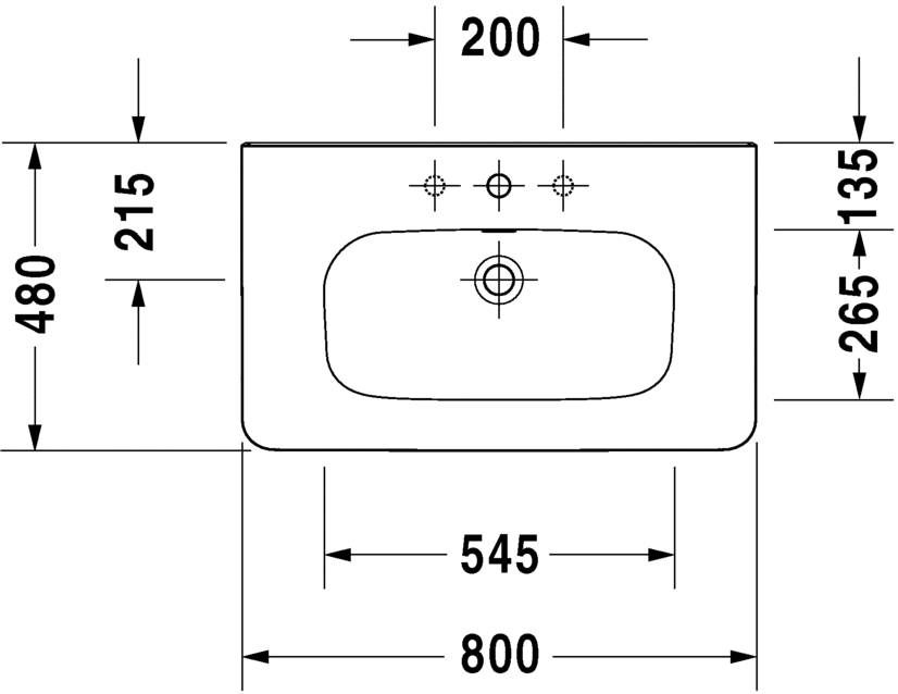 Раковина встраиваемая сверху Duravit Durastyle 2320800000 80х48см