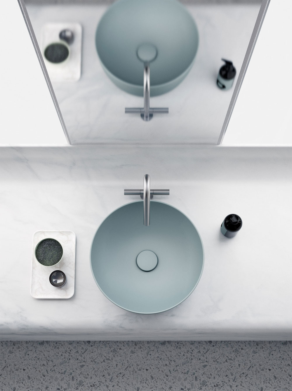 Раковина-чаша накладная круглая GSI NUBES 903915 400 мм х 400 мм, без отверстия под смеситель, без перелива, цвет Ghiaccio Matte