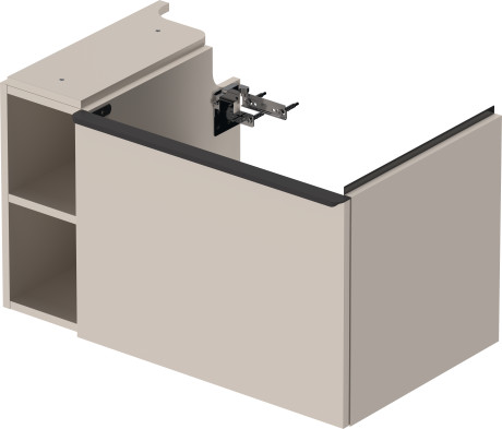 Тумба подвесная под раковину DURAVIT D-Neo DE425709191 784 мм х 452 мм, с выдвижным ящиком и открытой боковой полкой, серо-коричневый матовый
