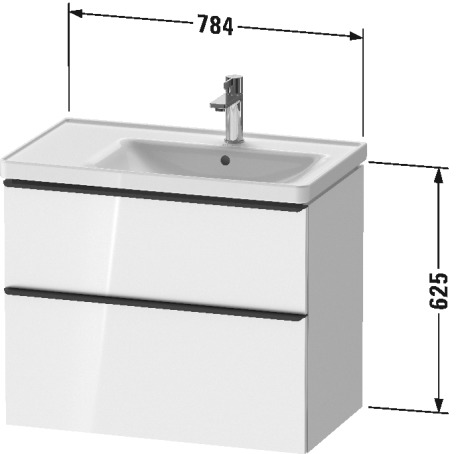 Тумба подвесная под раковину DURAVIT D-Neo DE435807979 784 мм х 452 мм, с выдвижным ящиком и выдвижным отделением, орех натуральный