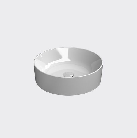 Раковина накладная круглая GSI KUBE X 9427PVC11 450 мм х 450 мм, без отверстия под смеситель, c донным клапаном, цвет Белый глянцевый