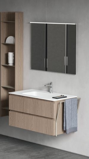 Тумба подвесная для раковины BMT Galaxy 937 106 LEF 01 294 900х486х500 мм, с 2 выдвижными ящиками, цвет Nespola/Titanio