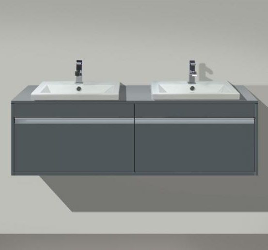 Тумба подвесная Duravit Ketho KT6797B4949 для двух раковин, с двумя выдвижными ящиками, графит матовый 