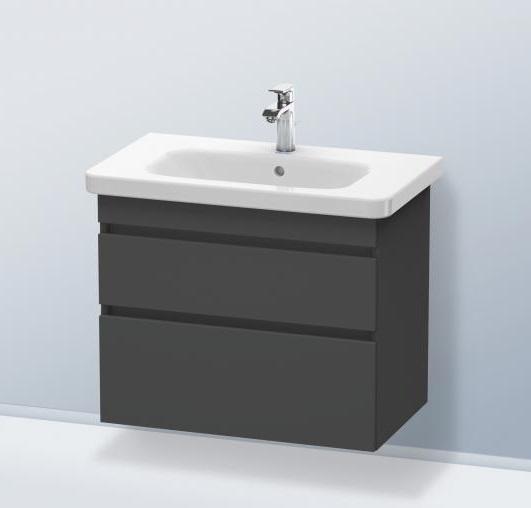 Тумбочка подвесная под раковину Duravit DuraStyle DS648104949 с двумя выдвижными ящиками, графит матовый