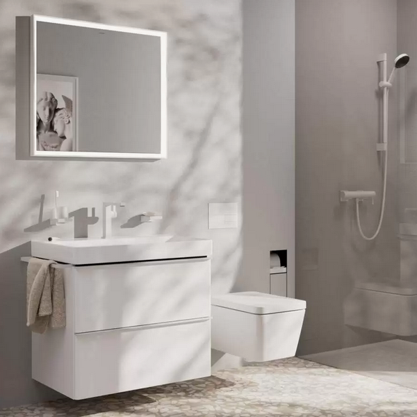 Однорычажный смеситель для раковины Hansgrohe Tecturis E 73040700 CoolStart, с клапаном push-open, цвет Белый матовый