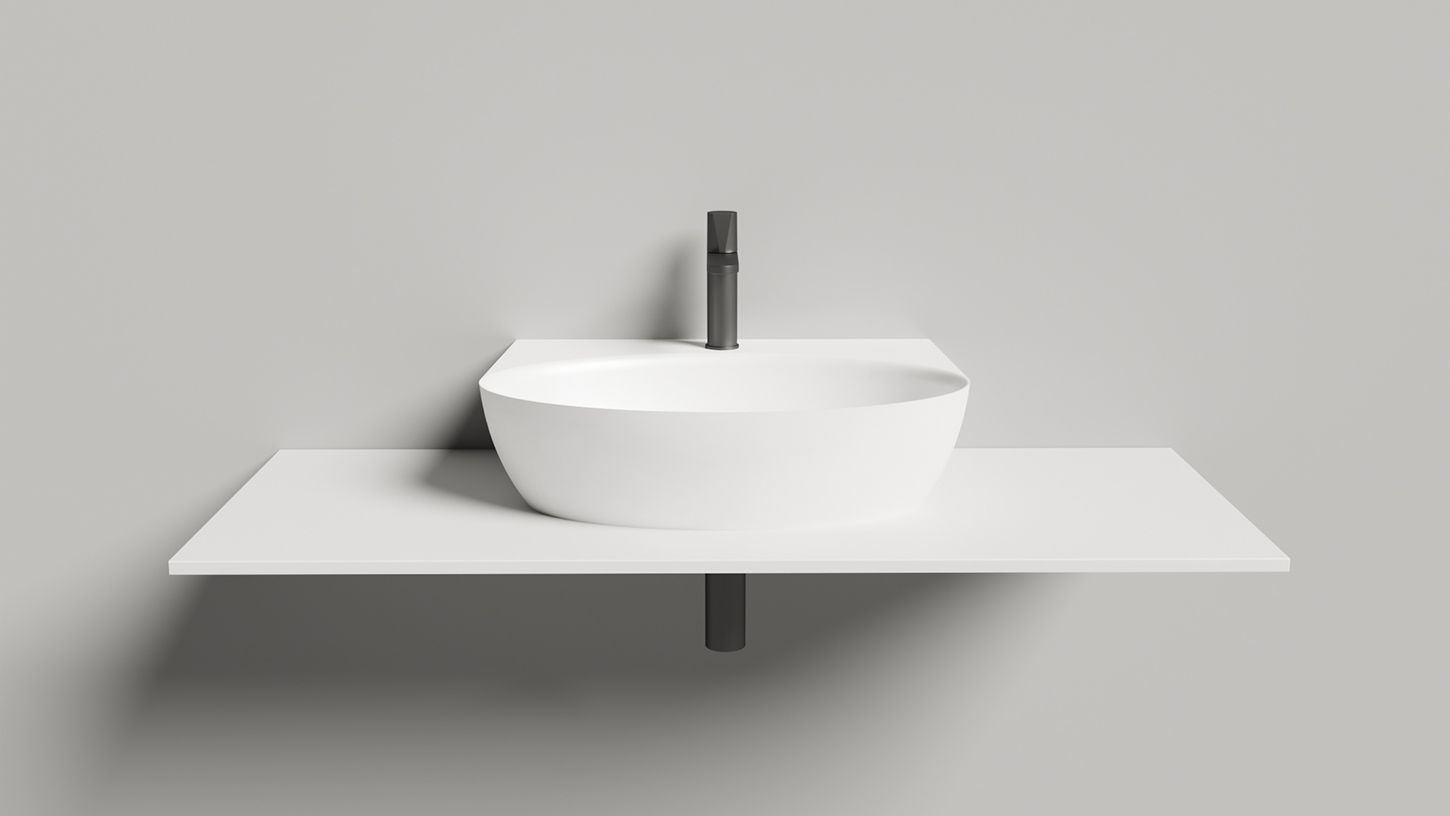 Раковина подвесная/накладная овальная SALINI ALDA WALL 02 140322M450х580х150мм, S-Stone, с отверстием под смеситель, цвет Белый матовый