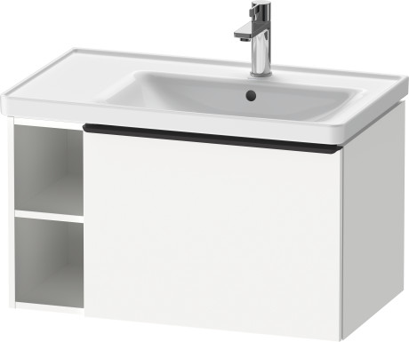 Тумба подвесная под раковину DURAVIT D-Neo DE425701818 784 мм х 452 мм, с выдвижным ящиком и открытой боковой полкой, белый матовый
