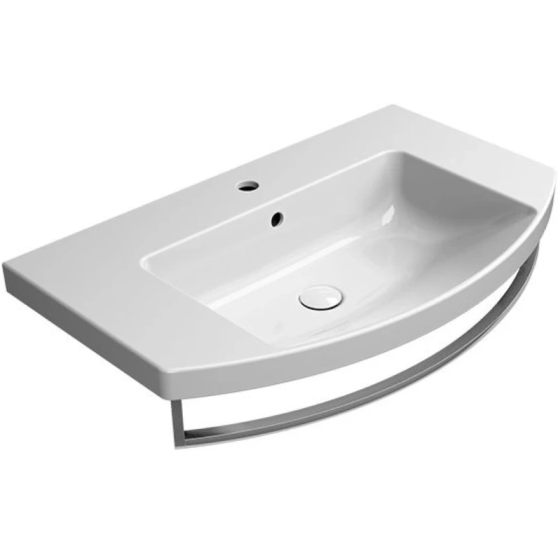 Раковина подвесная/встраиваемая GSI NORM 8644111 800 мм х 500 мм, с 1 отверстием под смеситель, с переливом, белая глянцевая